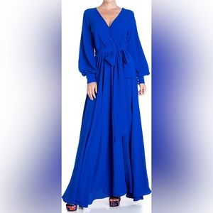 XL Lilypad Balloon Sleeve Maxi Dress - Royal Blue